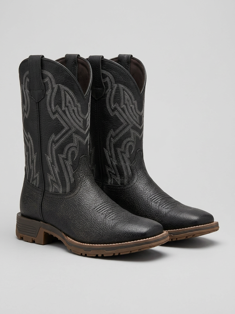 Bota Country Preta Bordada